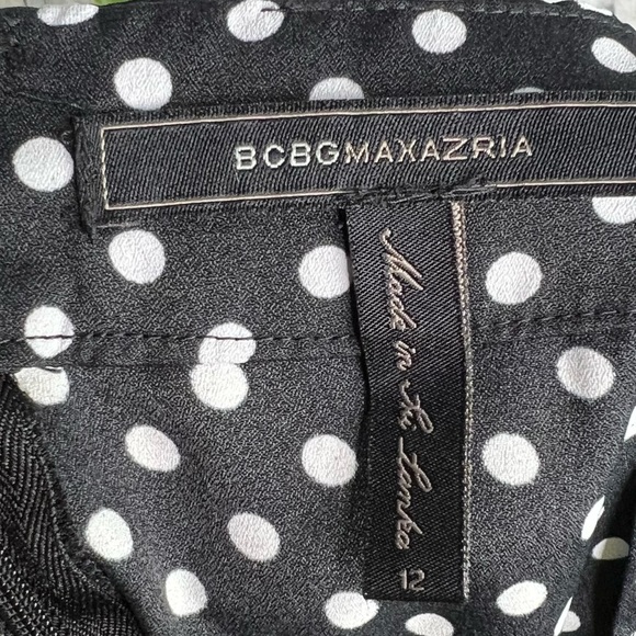 BCBGMAXAZRIA Black White Polka Dot Mini Skirt Size 12 - Picture 5 of 7